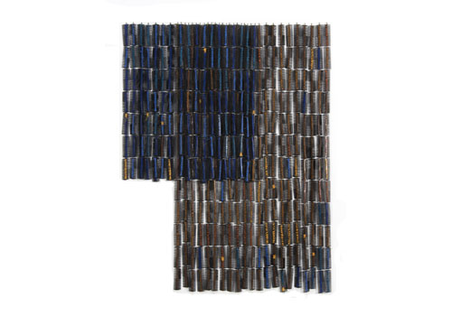 Image: Sonya Clark, Untitled (threadwrapped blue and brown)